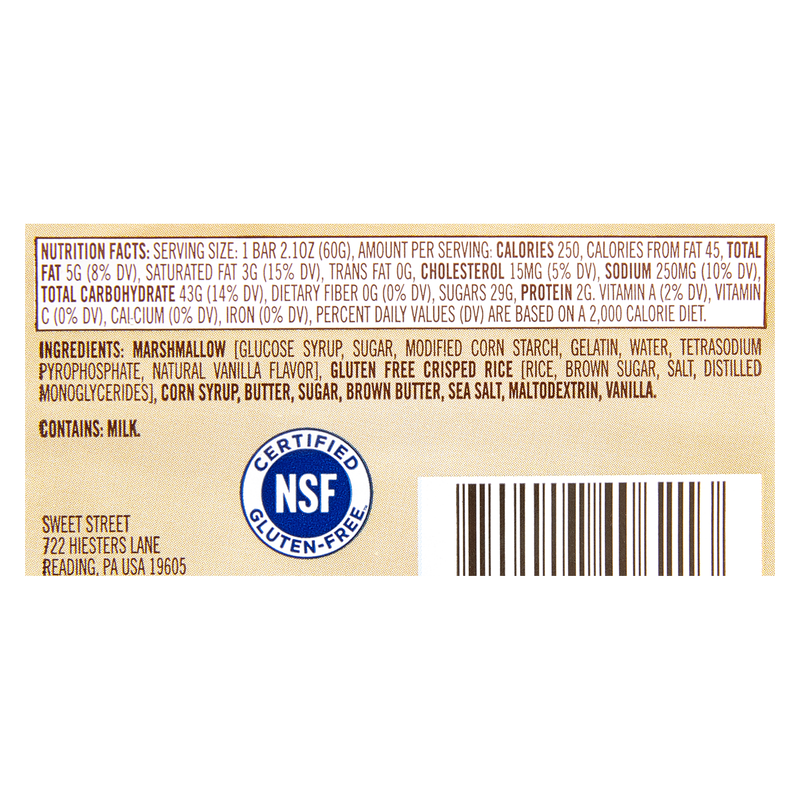 Sweet Street Chewy Marshmallow with Brown Butter and Sea Salt Bar 2.1oz