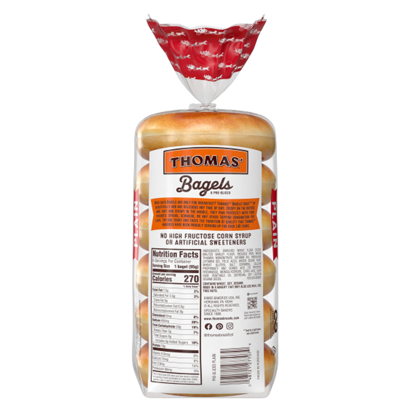 Thomas' Plain Bagels 6ct, 18oz