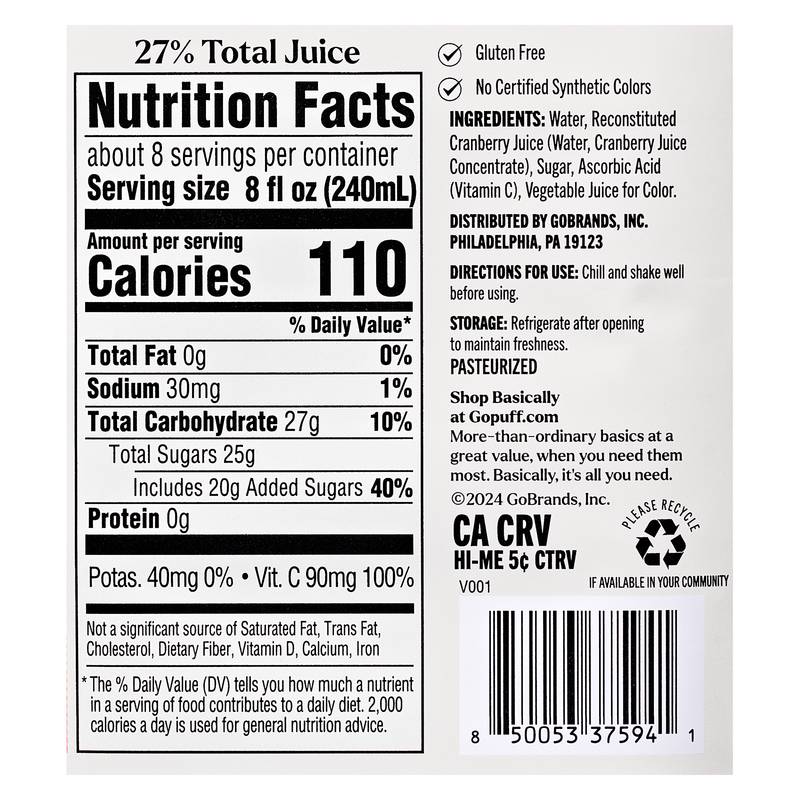 Basically Cranberry Juice Cocktail 64oz.