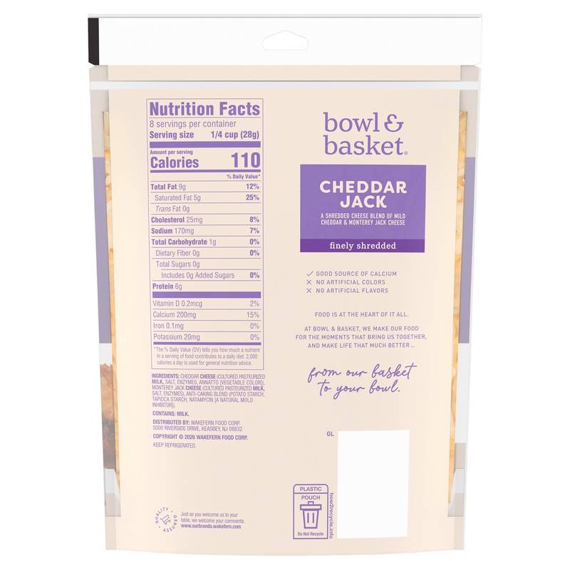 Bowl & Basket Finely Shredded Cheddar Jack Cheese - 8oz