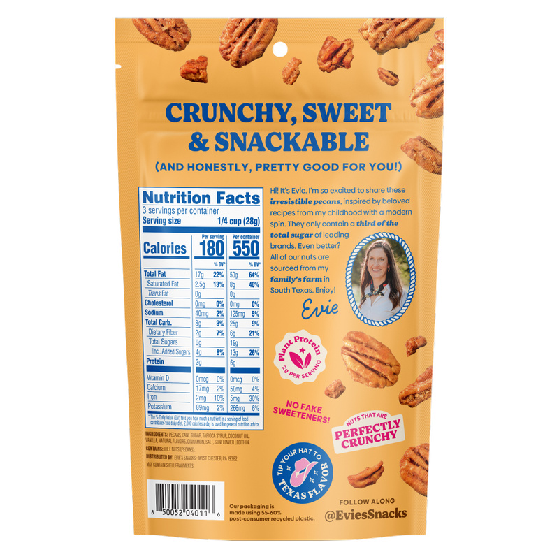Evie's Texas Pecans Cinnamon Churro, 3 oz