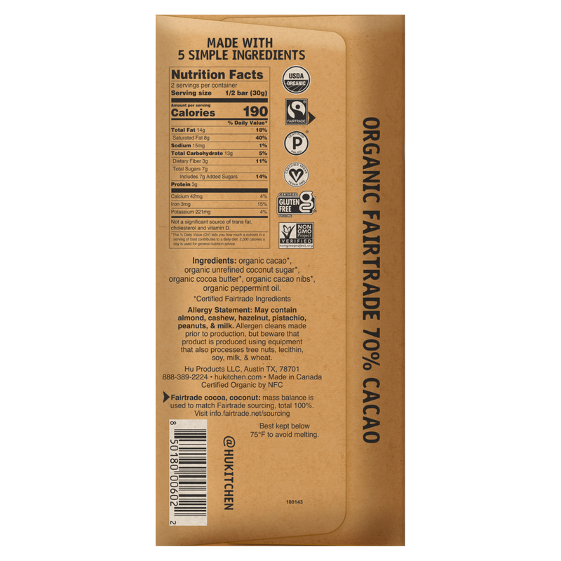 Hu Crunchy Mint Chocolate Bar 2.1oz
