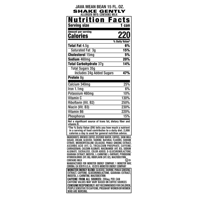 Monster Energy Java Mean Bean 15oz Can