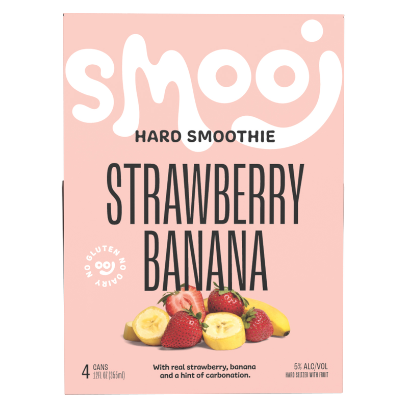 Smooj Strawberry Banana Hard Seltzer Smoothie 4pk 12oz Can 5.0% ABV