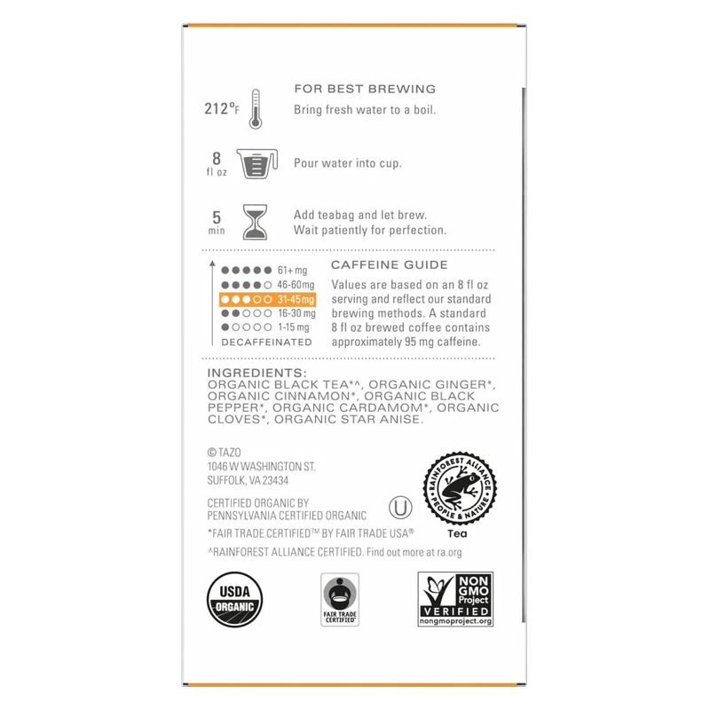 Tazo Organic Chai Tea 16ct