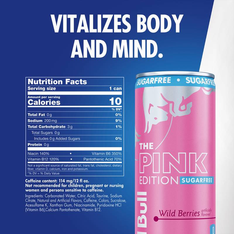 Red Bull Sugar Free Pink Edition Wild Berries 12oz Can