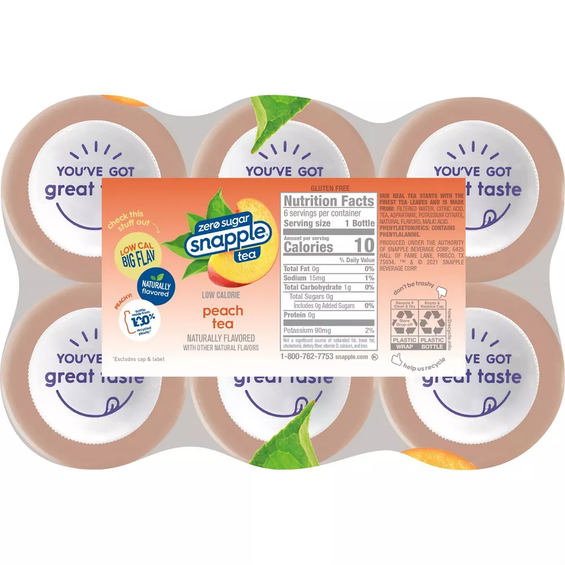 Snapple Zero Sugar Peach Tea 6pk 16oz Btl