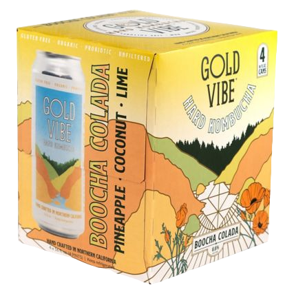 Gold Vibe Hard Kombucha Boocha Colada 4pk 16oz