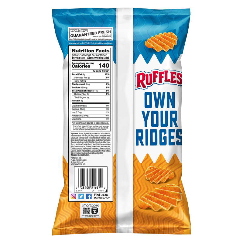 Ruffles Double Crunch Spicy Cheddar Jack Potato Chips 7.25oz