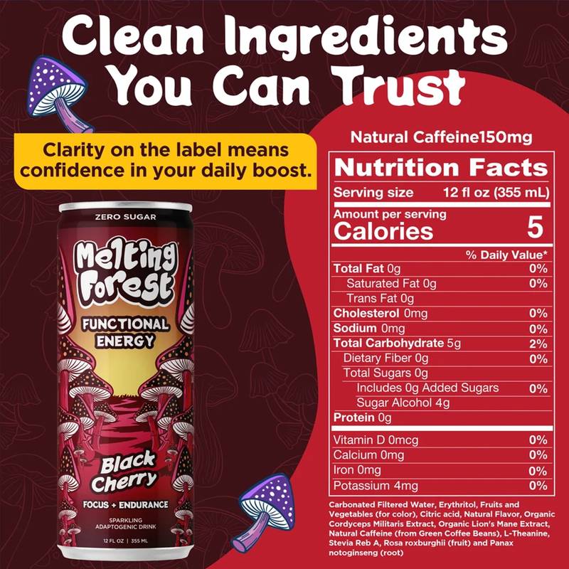Melting Forest Black Cherry Mushroom Energy 12oz Can