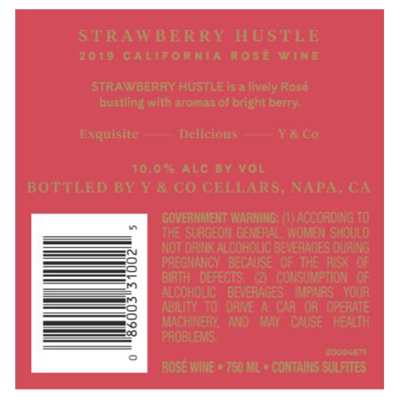 Y & Co Strawberry Hustle Rose 750 ml