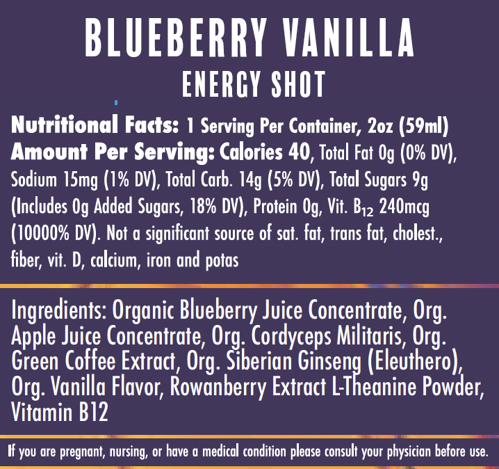 Balaveda Wicked Organic Blueberry Adaptogen Energy Shot 2oz Btl
