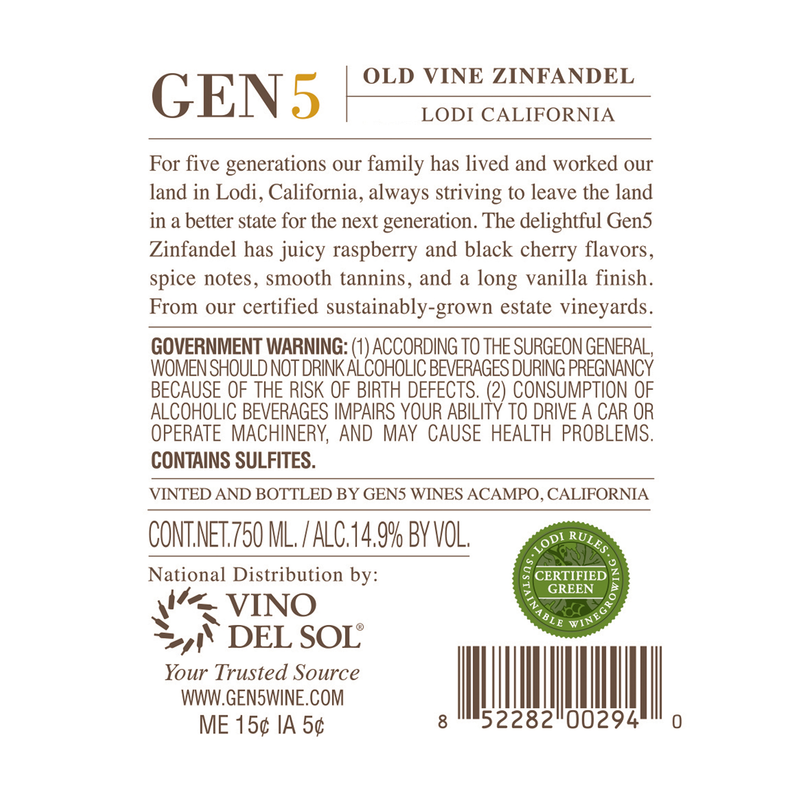 Gen 5 Old Vine Zinfandel 750ml