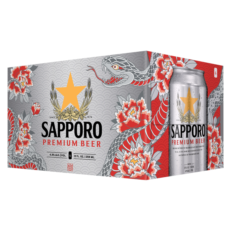 Sapporo Premium Beer 6pk 12oz Can