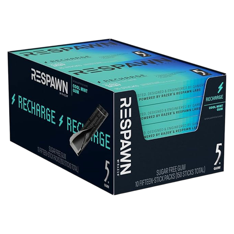 5 Gum Respawn Cool Mint Chewing Gum, 15-Stick 10 CT