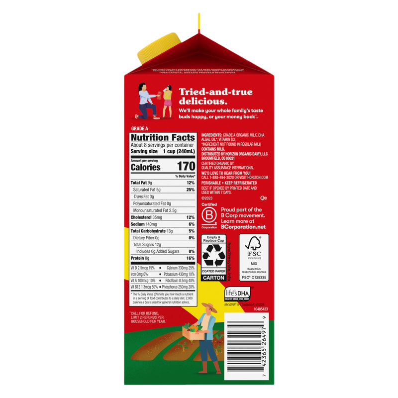 Horizon DHA Omega-3 Whole Milk 1.89L