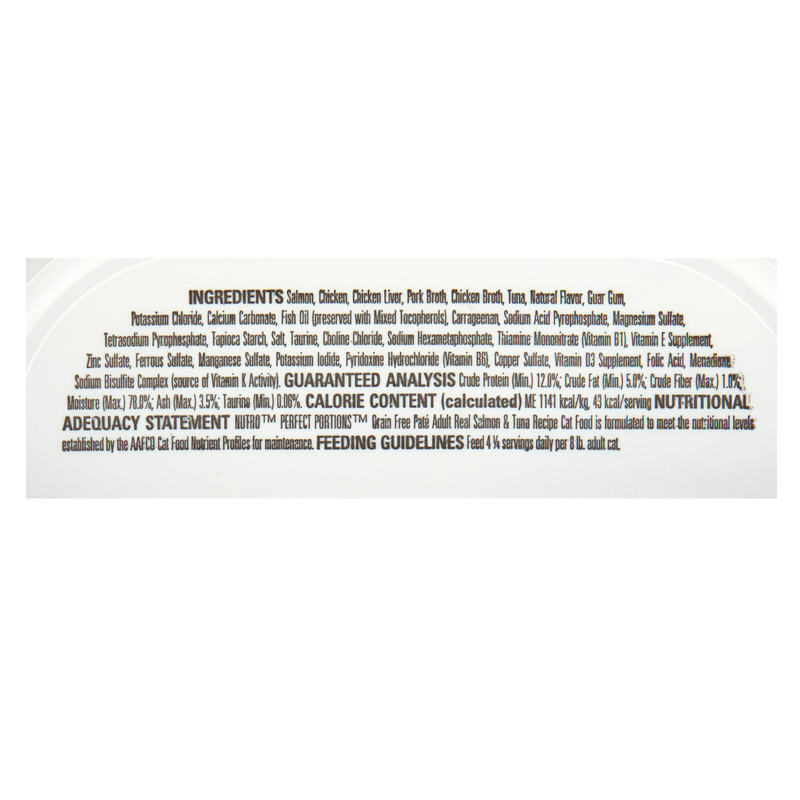 Nutro Perfect Portions Trays Grain-Free Pate Salmon & Tuna Recipe Wet Cat Food 2.6oz