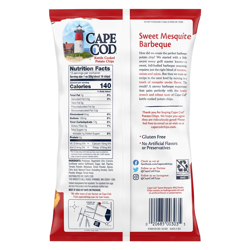 Cape Cod Sweet Mesquite Barbeque Kettle Cooked Potato Chips 7.5oz