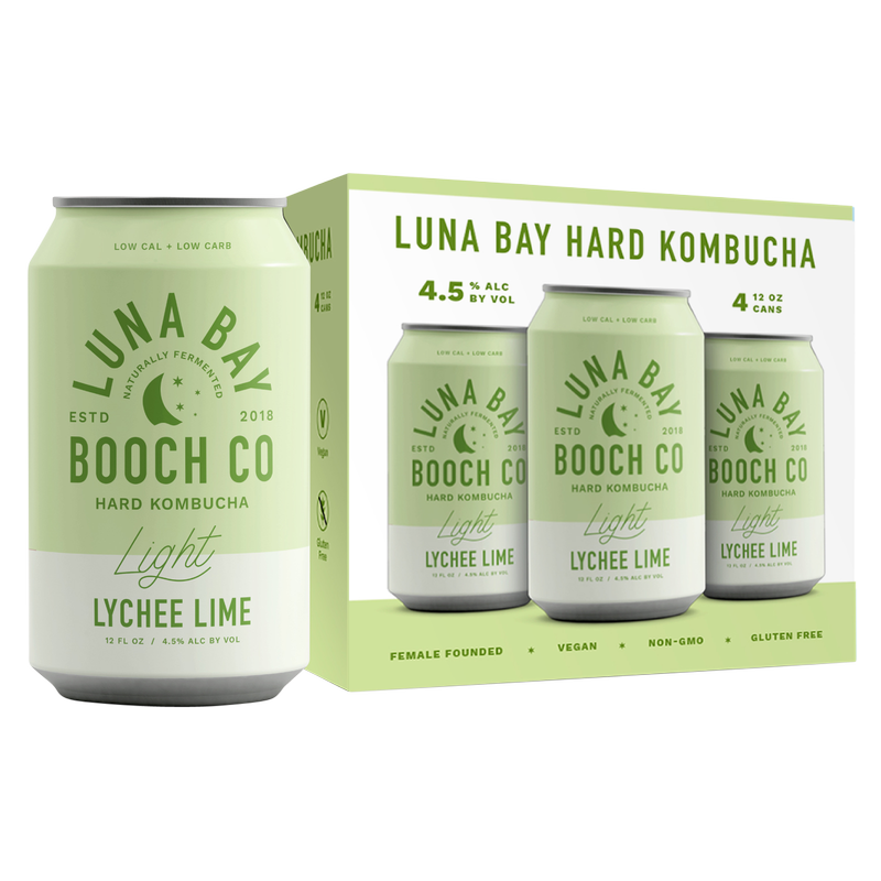 Luna Bay Light Lychee Lime Hard Kombucha 4pk 12oz Can 4.5% ABV
