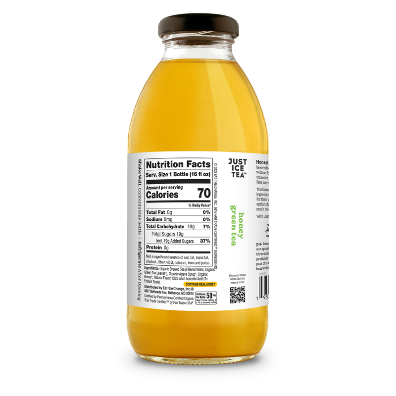 Just Ice Tea Honey Green Tea 16oz Glass Bottle