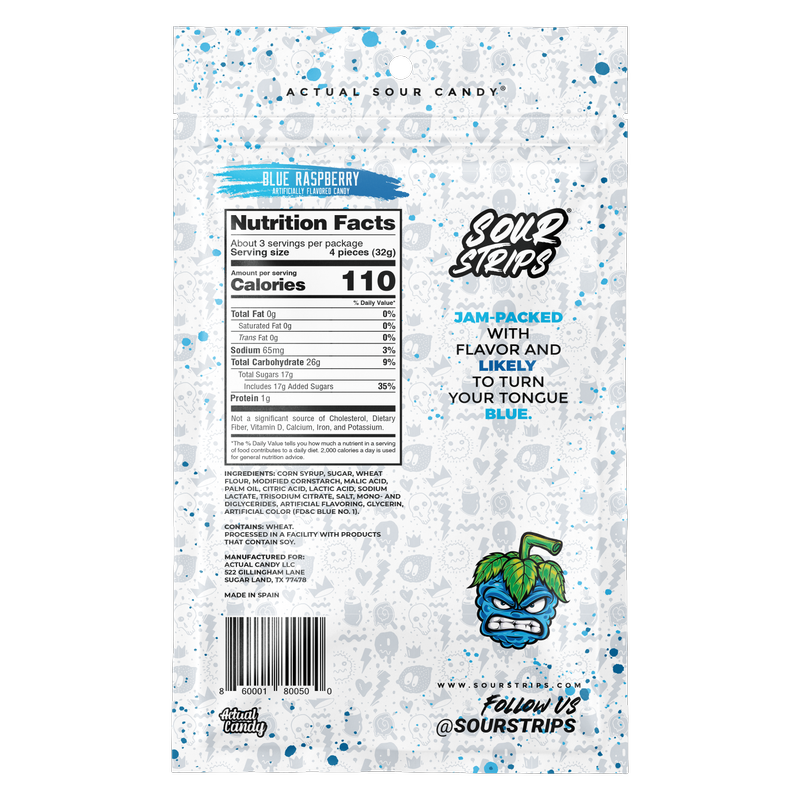 Blue Raspberry Sour Strips, 3.4oz