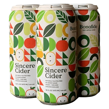 Sincere Cider Bonafide Dry Apple Cider 4pk 16oz Can