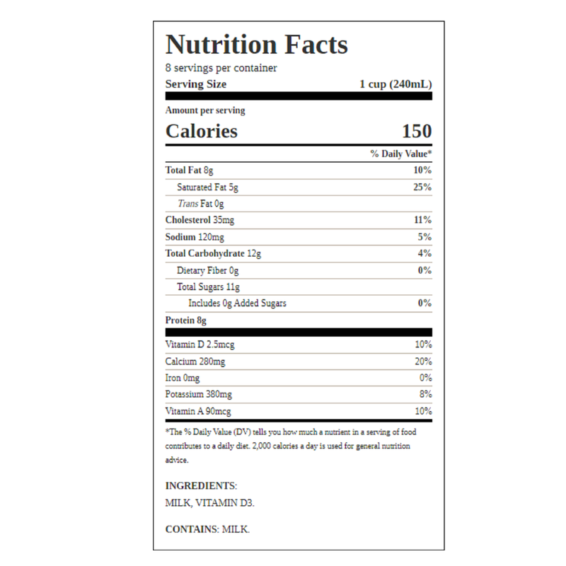 Creamland Whole Vitamin D Milk - 1/2 gallon