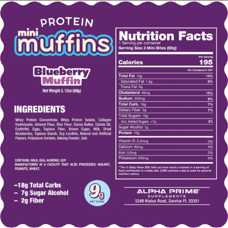 Prime Bites Blueberry Protein Muffins, 2.1 oz