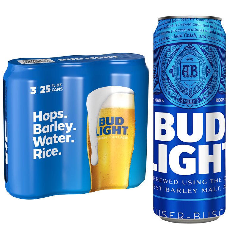 Bud Light 3pk Single 25oz Can 4.2% ABV