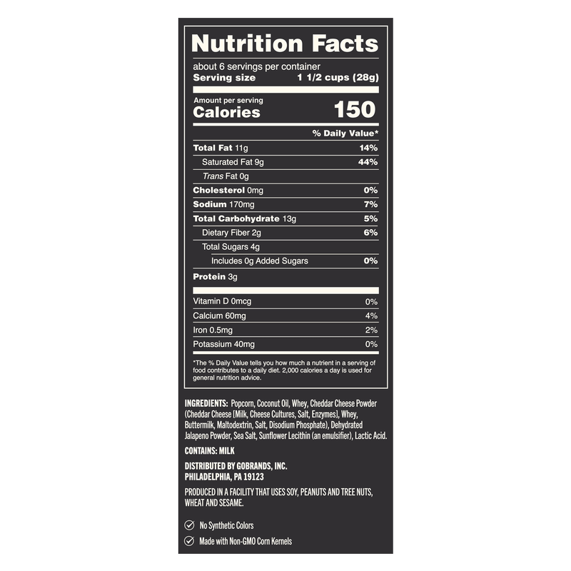 Basically Premium White Cheddar Jalapeño Small Batch Popcorn 6 oz.