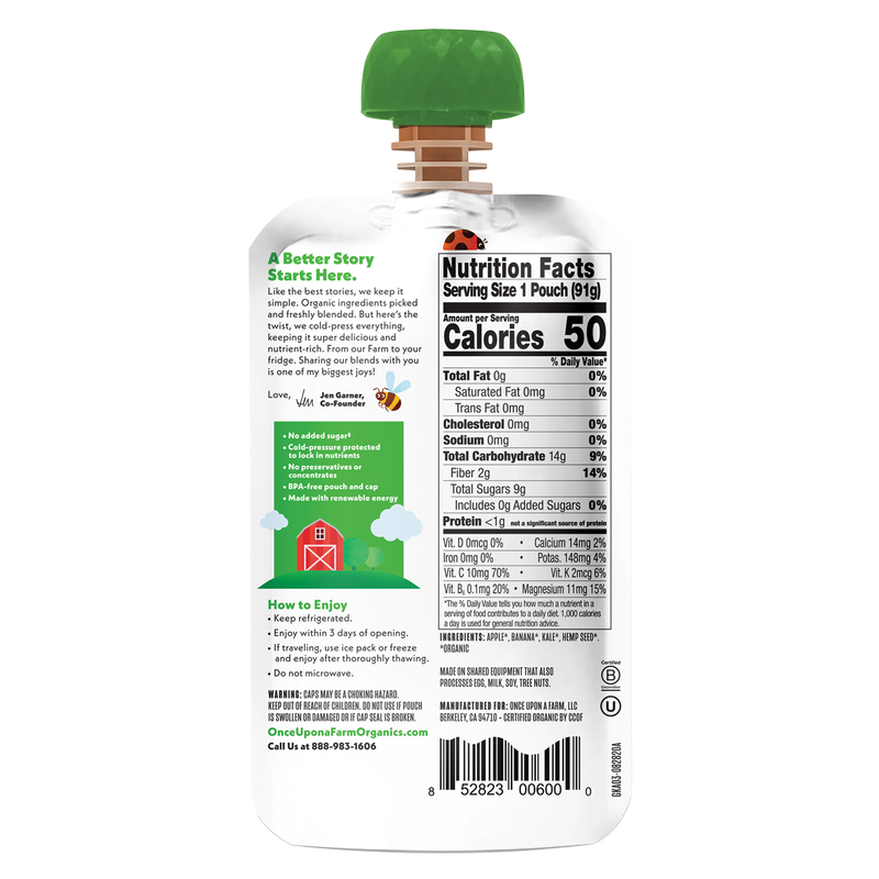 Once Upon a Farm Green Kale and Apples Fruit and Veggie Blend 3.2oz