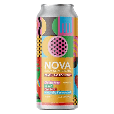 NOVA Easy Kombucha Peach Passion Fruit Single 16oz Can