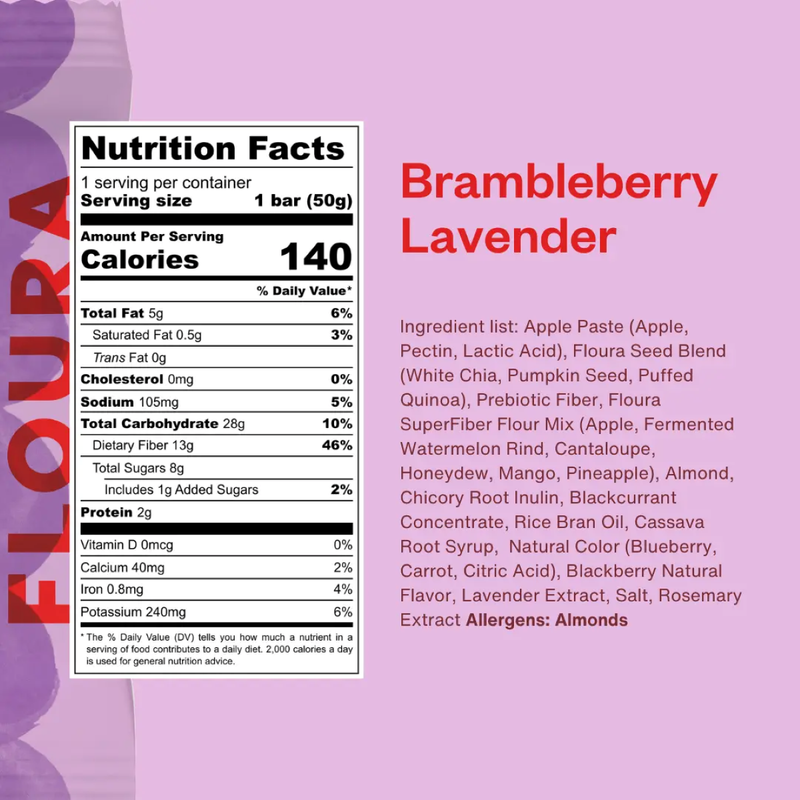 Floura Brambleberry Lavender Fruit Crush Fiber Bar, 1.8oz