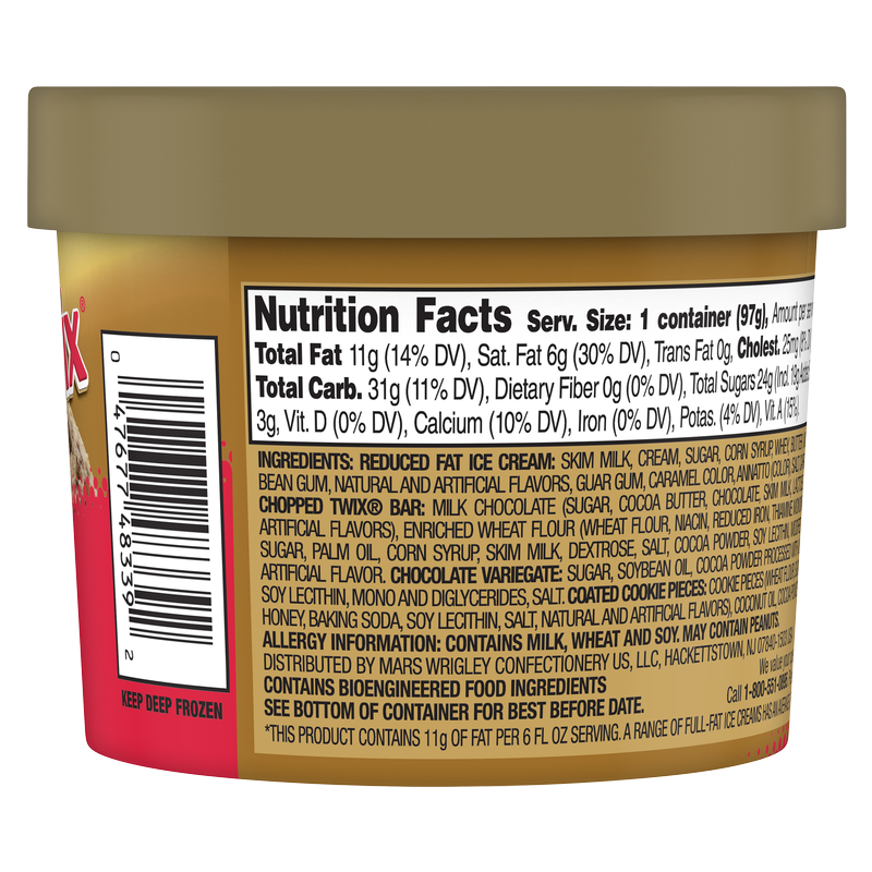 Twix Caramel Flavored Reduced Fat Ice Cream Cup 6oz