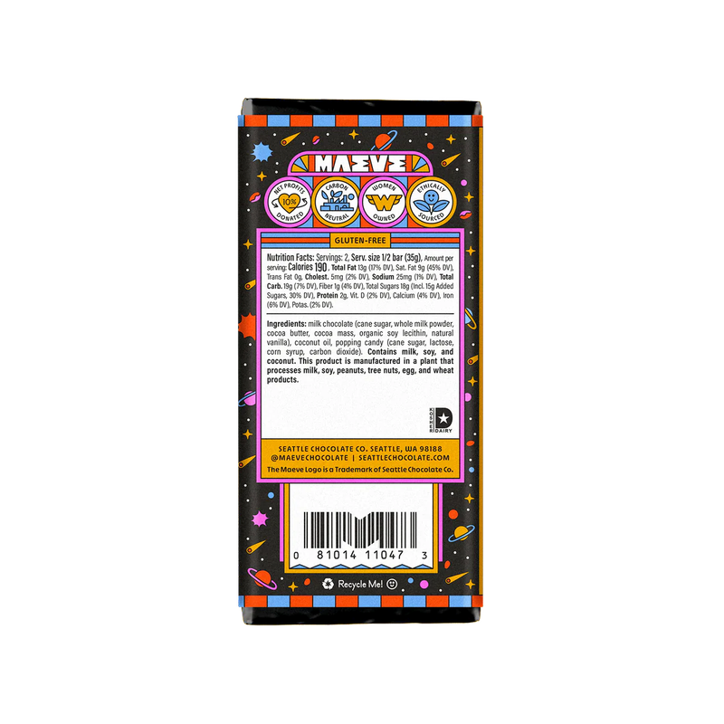 MAEVE Moon Rocks Milk Chocolate Truffle Bar, 2.5 oz