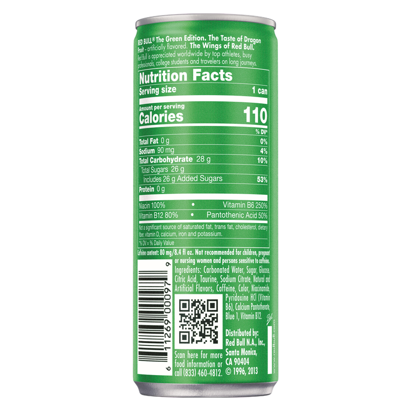 Red Bull Energy Drink The Green Edition Dragon Fruit 8.4oz Can