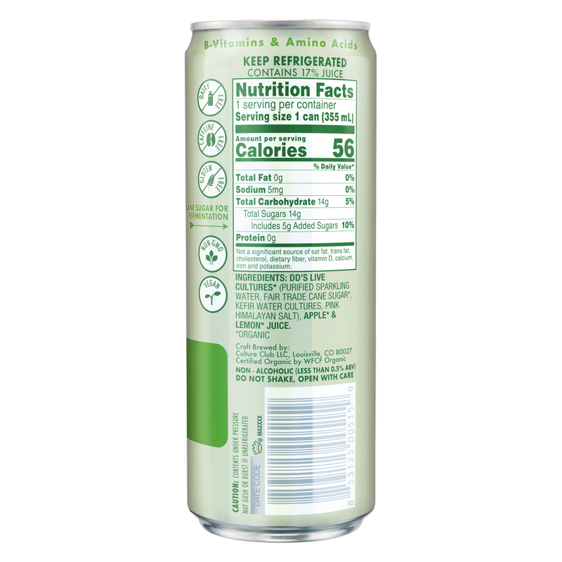 Doctor D's Organic Crisp Apple Sparkling Probiotic Drink 12oz Can