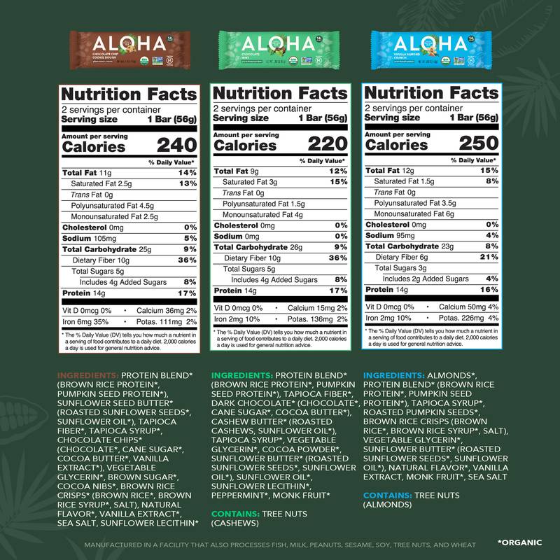 Aloha Protein Bar Sampler Pack, 12 bars