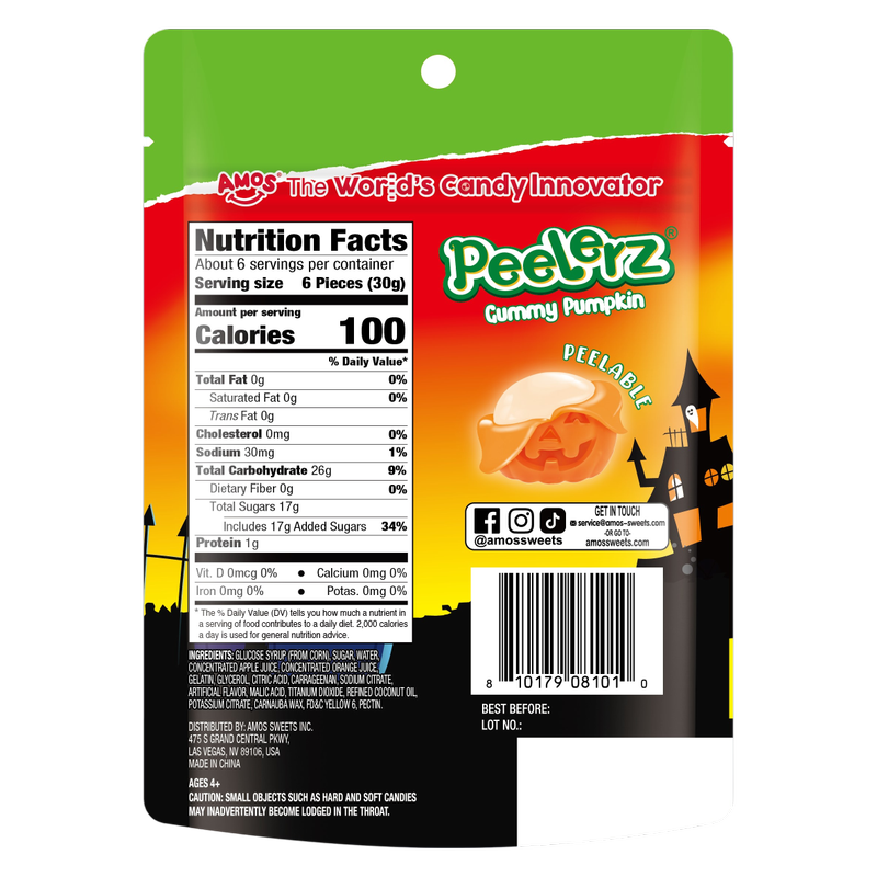 Amos Peelerz Gummy Pumpkin, 6oz