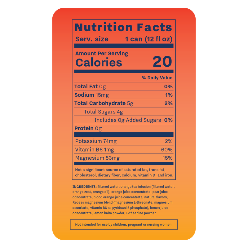 Recess Mood Infused Blood Orange Sparkling Water 12oz Can