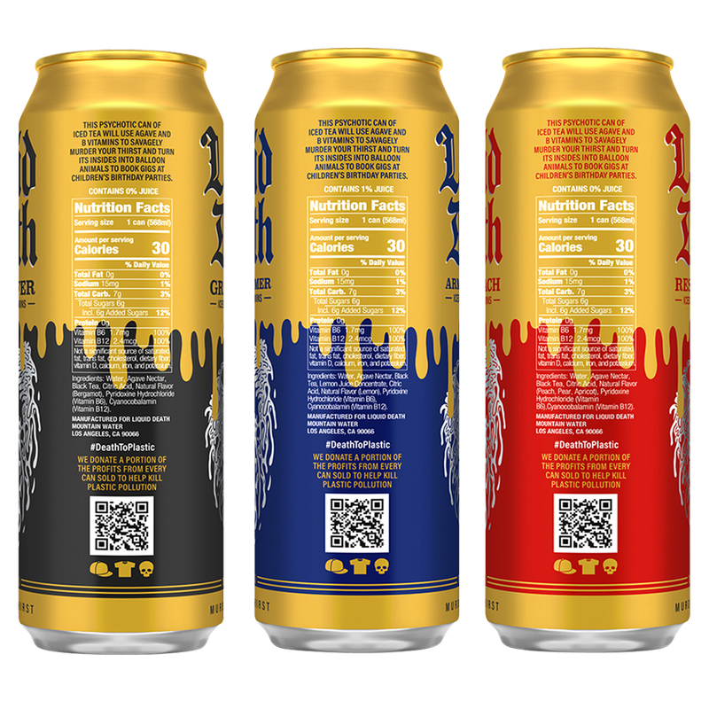 Liquid Death Iced Black Tea Mixed Pack (3 x 19.2 King Size Cans)