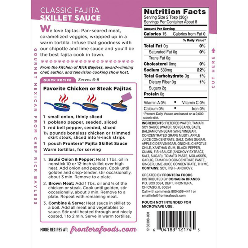 Frontera Classic Fajita Skillet Cooking Sauce 8oz