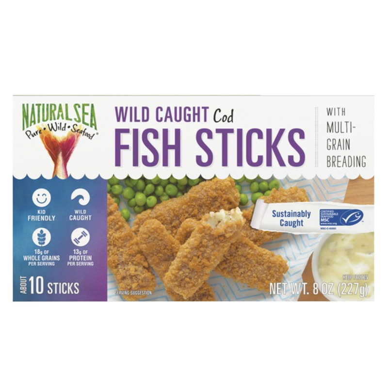 Natural Sea Frozen Wild Caught Cod Breaded Fish Sticks 8oz