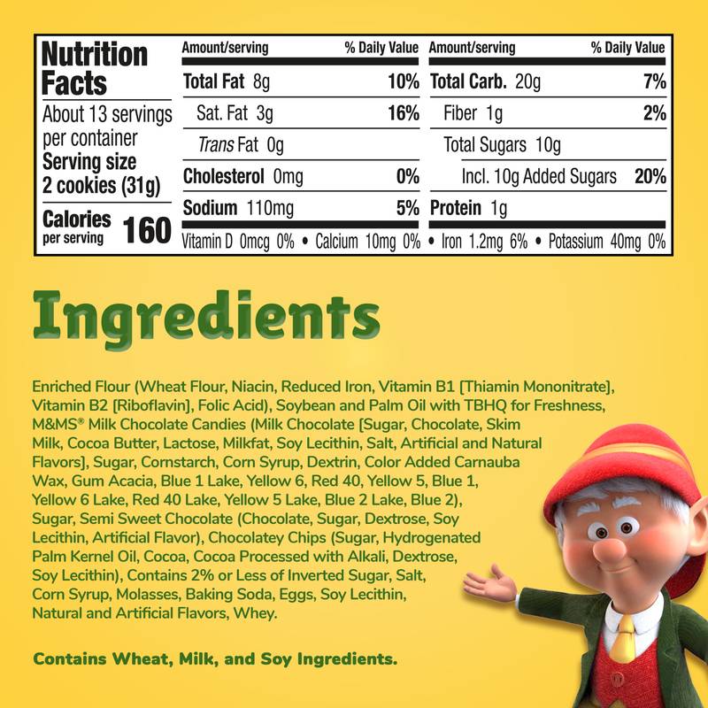 Keebler Chips Deluxe Cookies Made with M&M’s, Chocolate Chip Cookies Made with M&M’s, Family Size, 14.6 oz