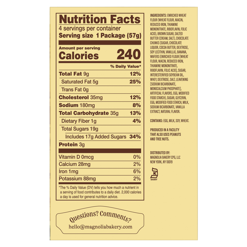 Magnolia Bakery Banana Pudding Cookies - Chocolate Chunk 4ct 8oz Carton