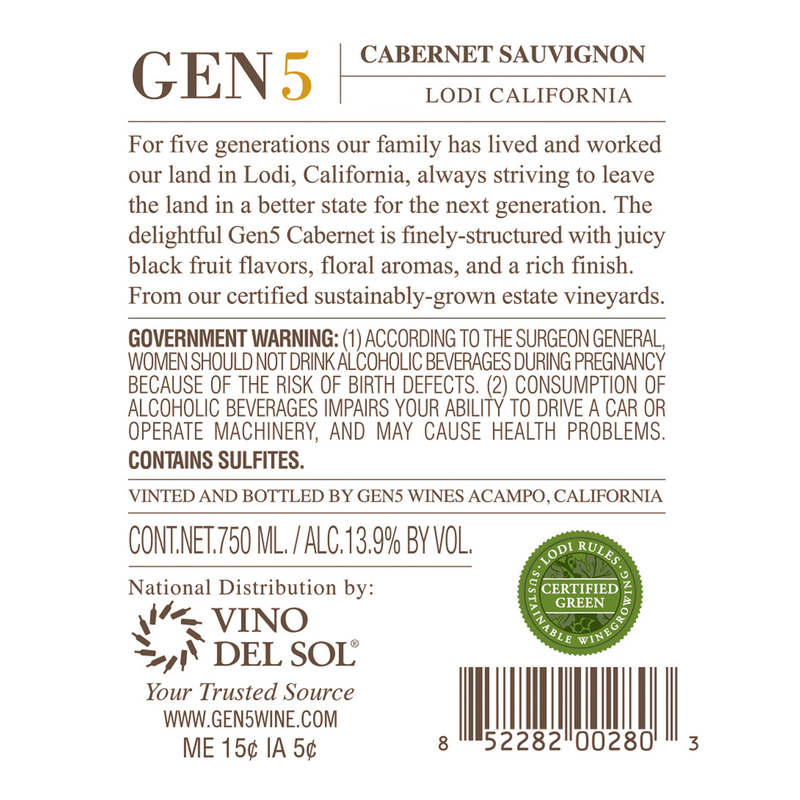Gen 5 Cabernet Sauvignon 750ml