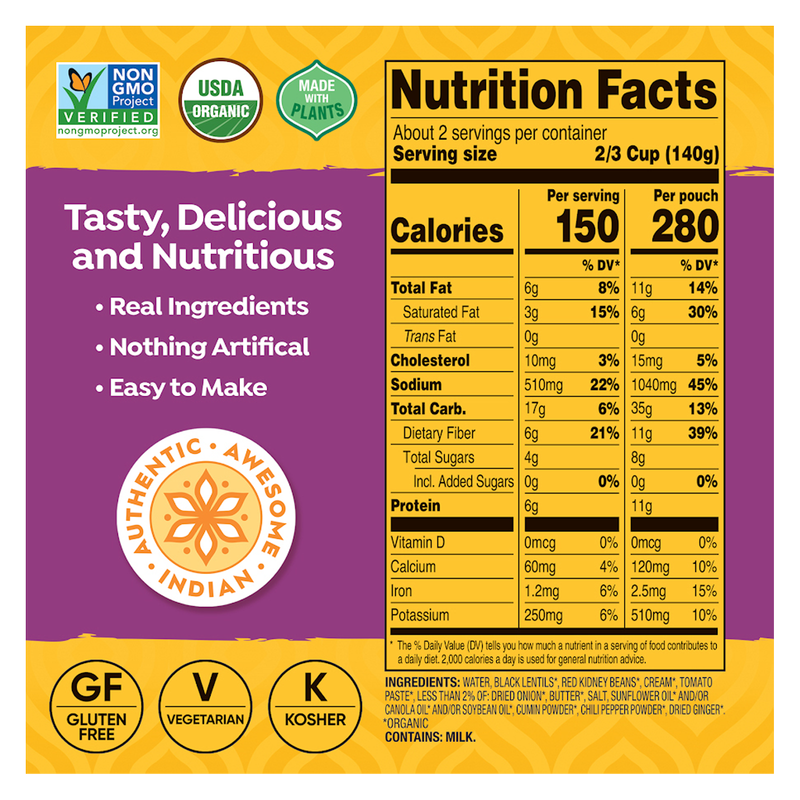 Tasty Bite Organic Madras Lentils 10oz