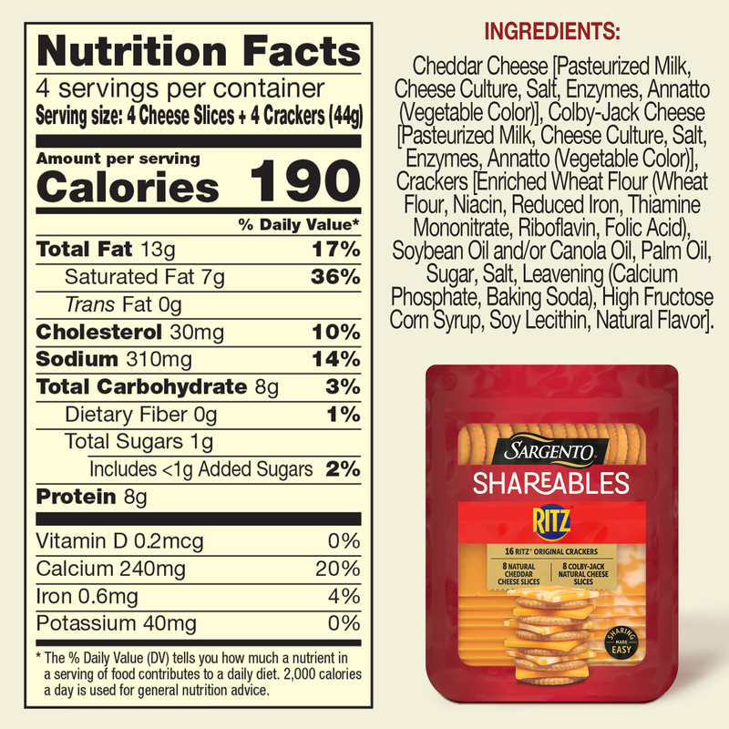 Sargento Shareables with Cheddar, Colby Jack and Ritz