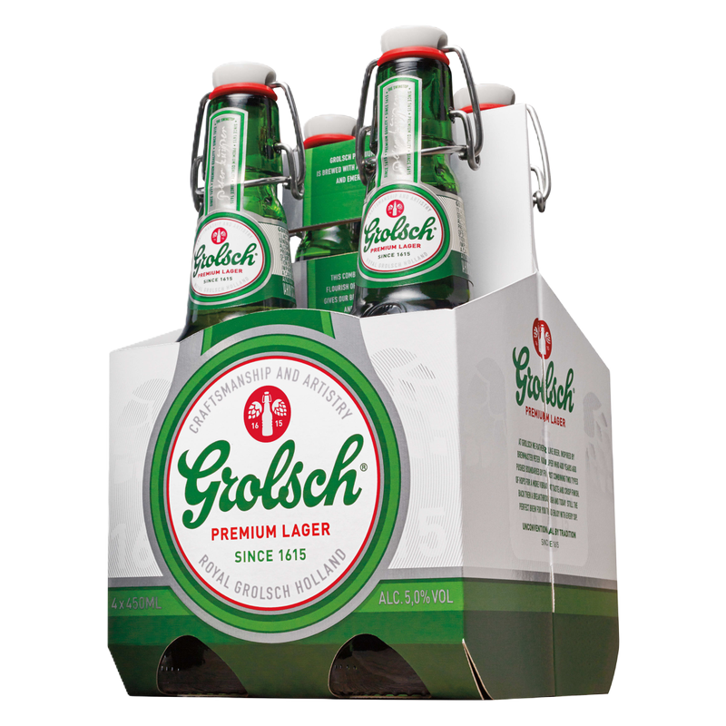 Grolsch Premium Lager 4pk 16oz Btl 5% ABV