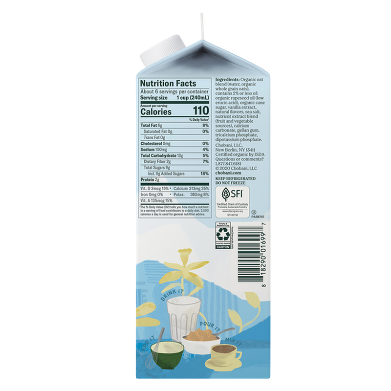 Chobani Oat Milk Vanilla 52oz Ctn